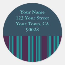 dark teal and purple striped address labels sticker