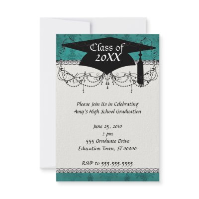 dark teal blue green distressed damask invite by dooni_damask