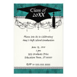 dark teal blue green distressed damask invite