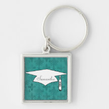 dark teal blue green distressed damask key chains