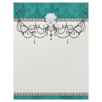 dark teal blue green distressed damask letterhead design