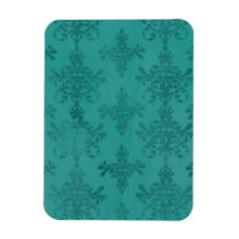 dark teal blue green distressed damask rectangle magnet