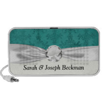 dark teal blue green distressed damask mp3 speaker