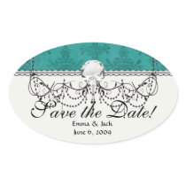 dark teal blue green distressed damask sticker