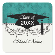 dark teal blue green distressed damask stickers