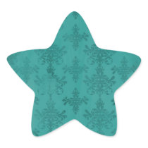 dark teal blue green distressed damask star stickers