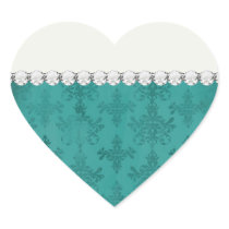 dark teal blue green distressed damask sticker