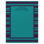Dark Teal Blue stripes Custom Letterhead
