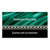 Dark teal green, black & silvery chain business card templates