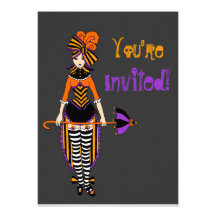 Dark Victorian circus Halloween invitation card