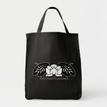 Dark Water Lily Motif Canvas Bag