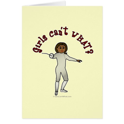 Dark Woman Fencing Greeting Cards