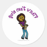 Dark Woman Playing Saxophone Round Stickers