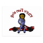 Dark Woman Race Car Driver Post Card