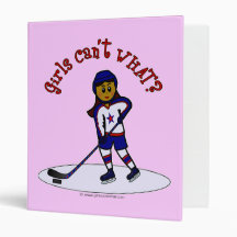 Dark Womens Hockey Player 3 Ring Binders