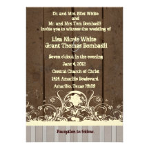 Dark Wood Shabby Lace Country Wedding Invitation