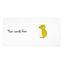 Dark yellow penguin personalized photo card