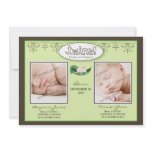 Darling 5x7 Twin Boy/Girl Lime Birth Announcement