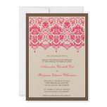 Darling Damask Lace 5x7 Wedding Invitation: pink