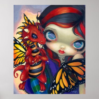 Darling Dragonling III ART PRINT dragon fairy cute by strangeling