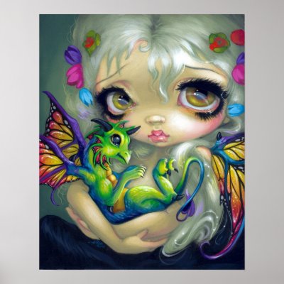 Darling Dragonling IV ART PRINT dragon fairy CUTE by strangeling