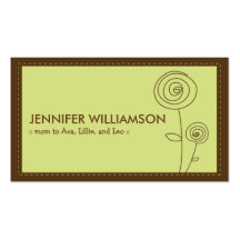 Darling Flower Mommy Calling Card (lime) Business Card Templates