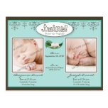 Darling Twin Boys Aqua Birth/Baby Announcement Postcards