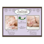Darling Twin Boys Lilac Birth/Baby Announcement Post Cards