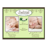 Darling Twin Boys Lime Birth/Baby Announcement Post Card