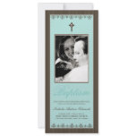 Darling Victorian 4x9.25" Aqua Baptism Invitation