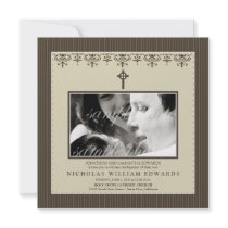 Darling Victorian Sepia Baptism Invitation