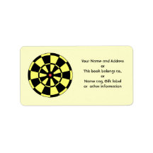 Dartboard Yellow Black Red Bullseye Personalized Address Label