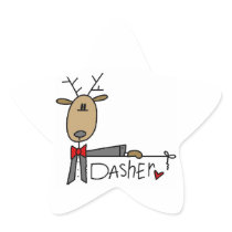 Dasher Reindeer Christmas T-shirts and Gifts Star Sticker