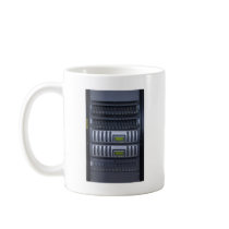 datacenter computer servers rack coffee mugs