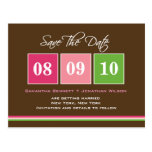 Date Blocks - Fuchsia Green Post Cards