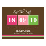 Date Blocks Save The Date Card - Fuchsia Green Announcement