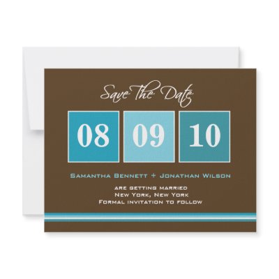 Date Blocks Save The Date Card - Turquoise Invite by berryberrysweet
