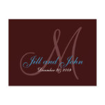 Date, First Names and Monogram Teal and Brown Card postcards