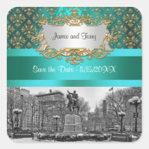 Date turquoise d'économies de la damassé 222 NYC d Autocollants