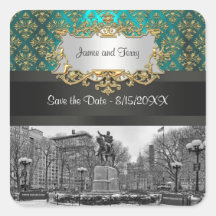 Date turquoise d'économies de la damassé 223 NYC d Autocollants