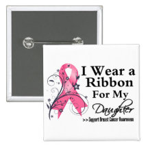 Daughter Floral Ribbon - Breast Cancer Pins