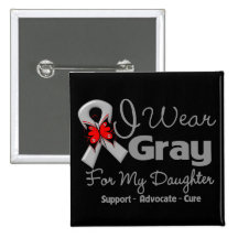 Daughter - Grey Ribbon Awareness Button