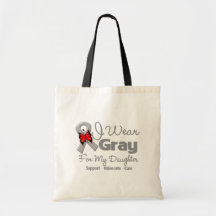 Daughter - Grey Ribbon Awareness Canvas Bags