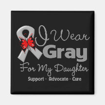 Daughter - Grey Ribbon Awareness Fridge Magnets
