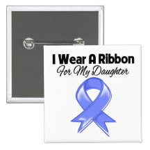 Daughter  - I Wear Periwinkle Ribbon Pinback Button