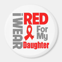 Daughter - I Wear Red Ribbon Refrigerator Magnet