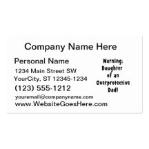 daughter of overprotective dad black business card