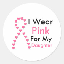 Daughter Pink Ribbon Breast Cancer Round Sticker