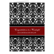 Daughter & Son In Law Wedding Congratulations Red Cards