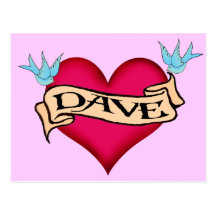 Dave - Custom Heart Tattoo T-shirts & Gifts Postcards